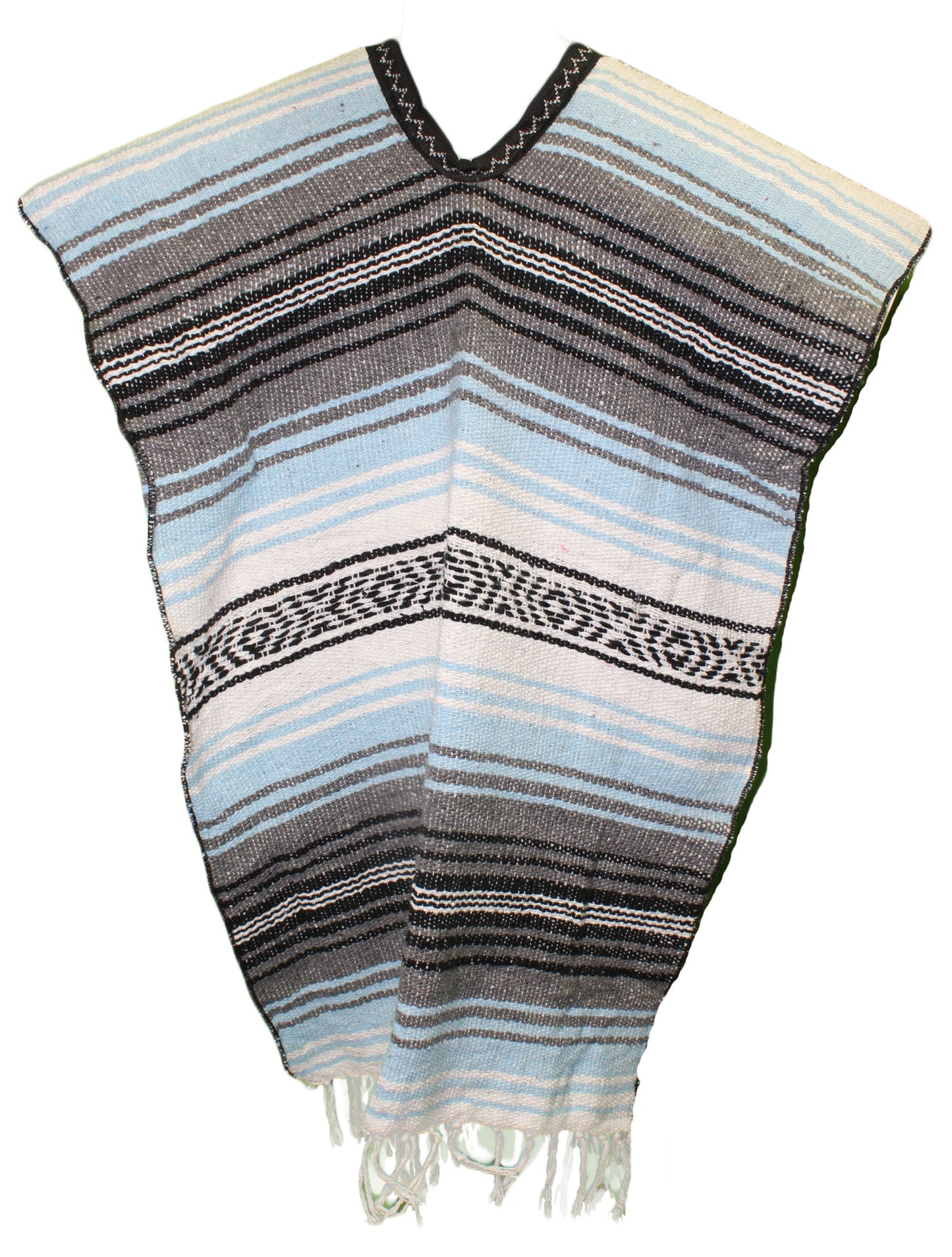 SIDREY Traditional Mexican Poncho - Turquoise