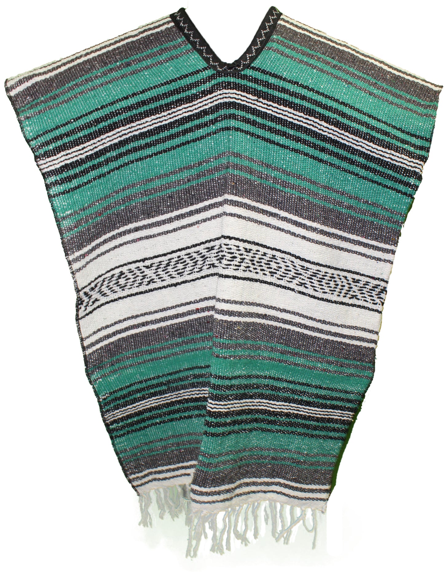 SIDREY Traditional Mexican Poncho - Teal