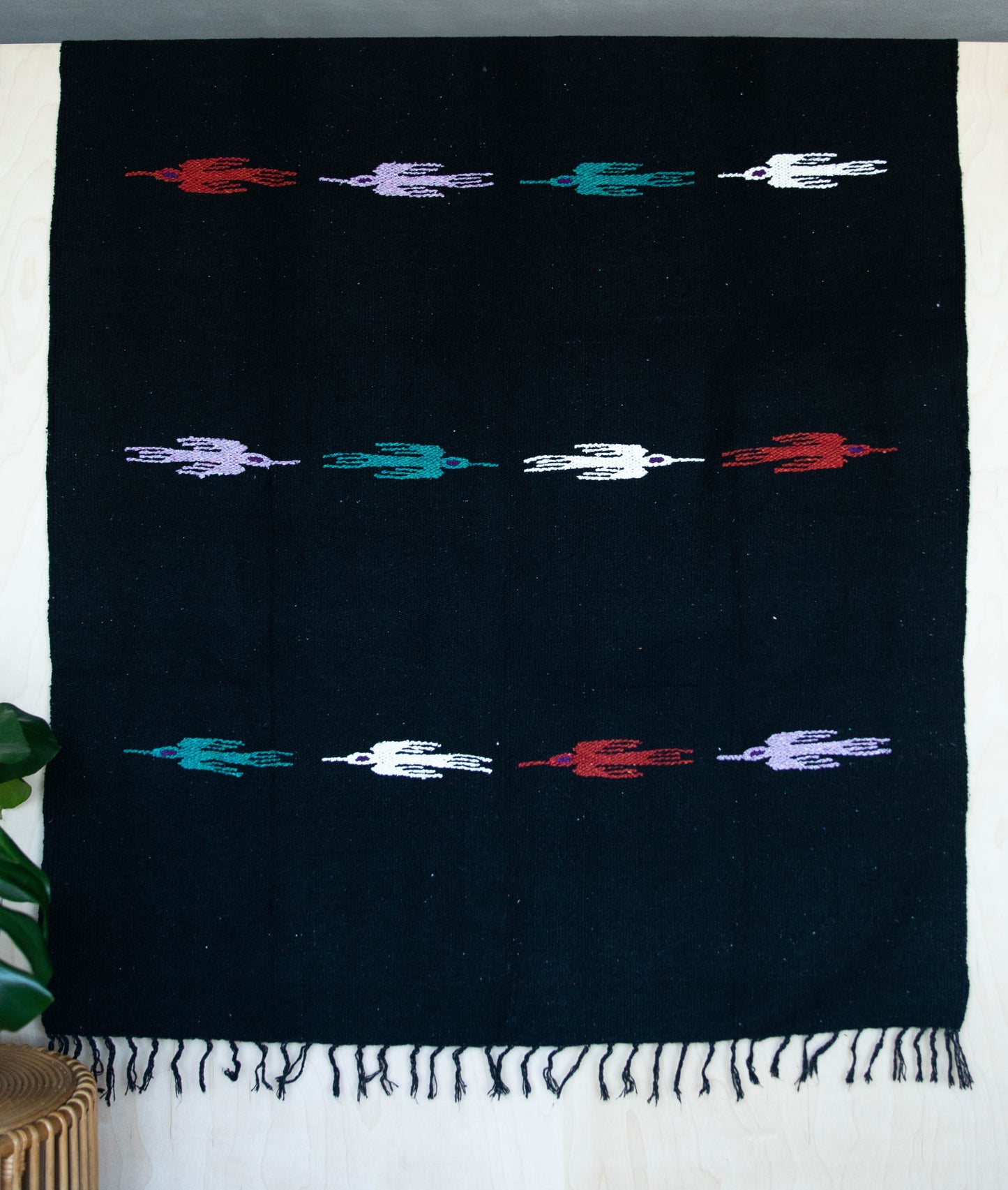 Pajaro Design Mexican Blankets - Black