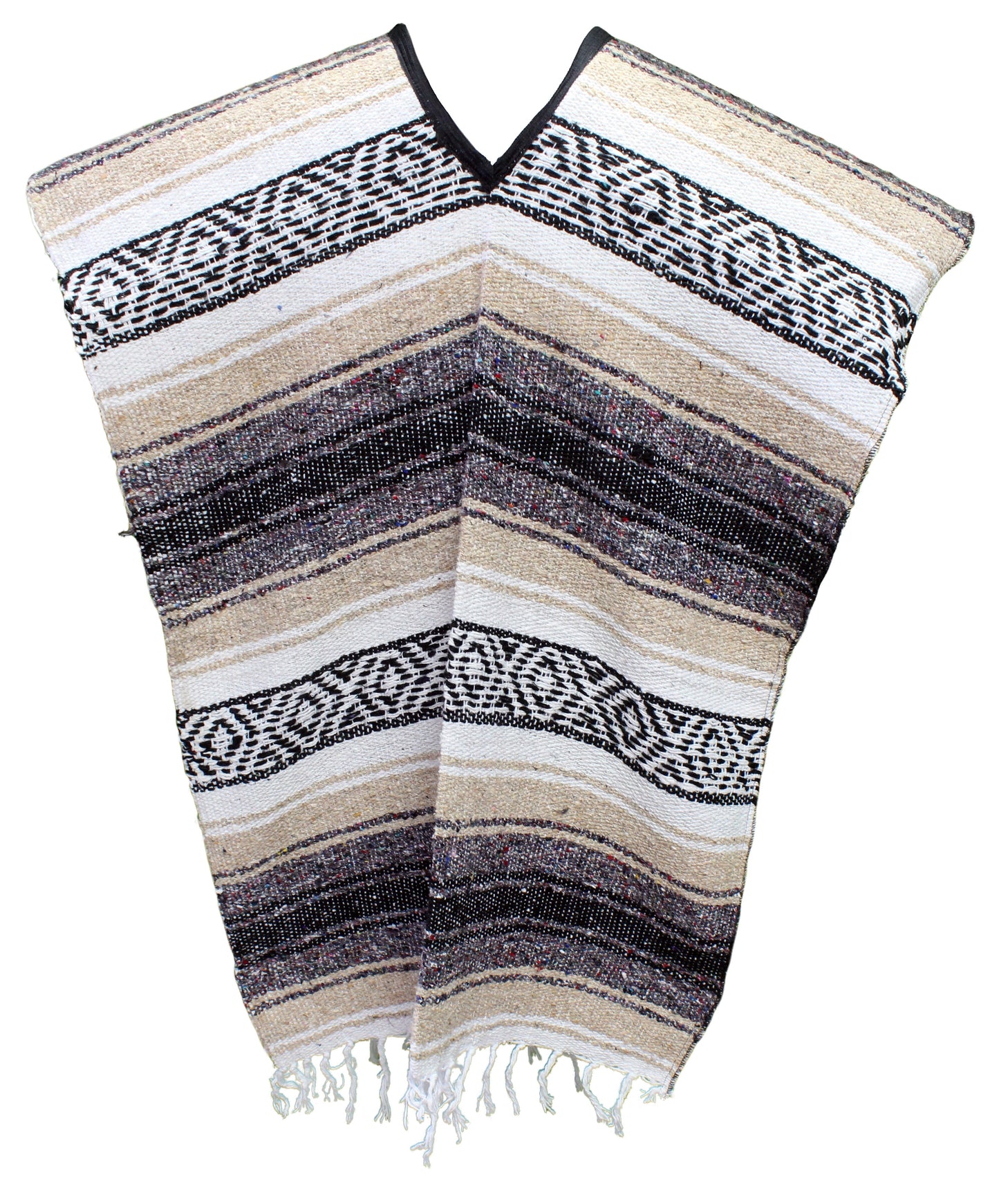 SIDREY Traditional Mexican Poncho - Tan