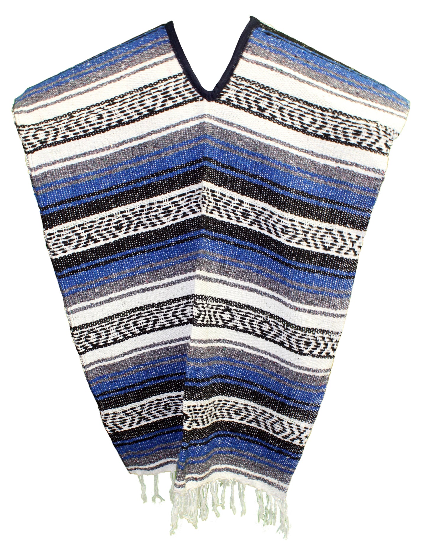 SIDREY Traditional Mexican Poncho - Royal Blue