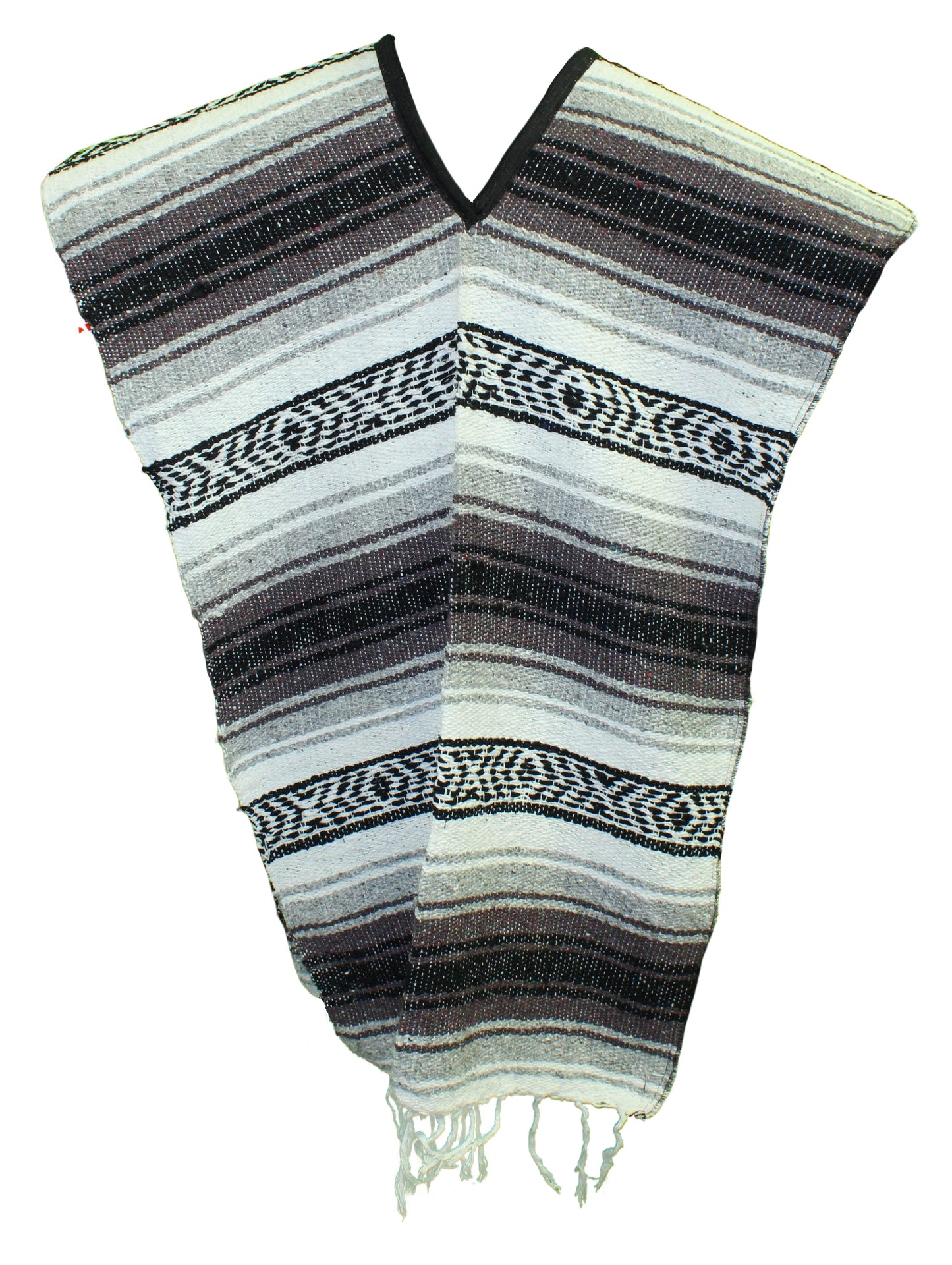 SIDREY Traditional Mexican Poncho - Gray