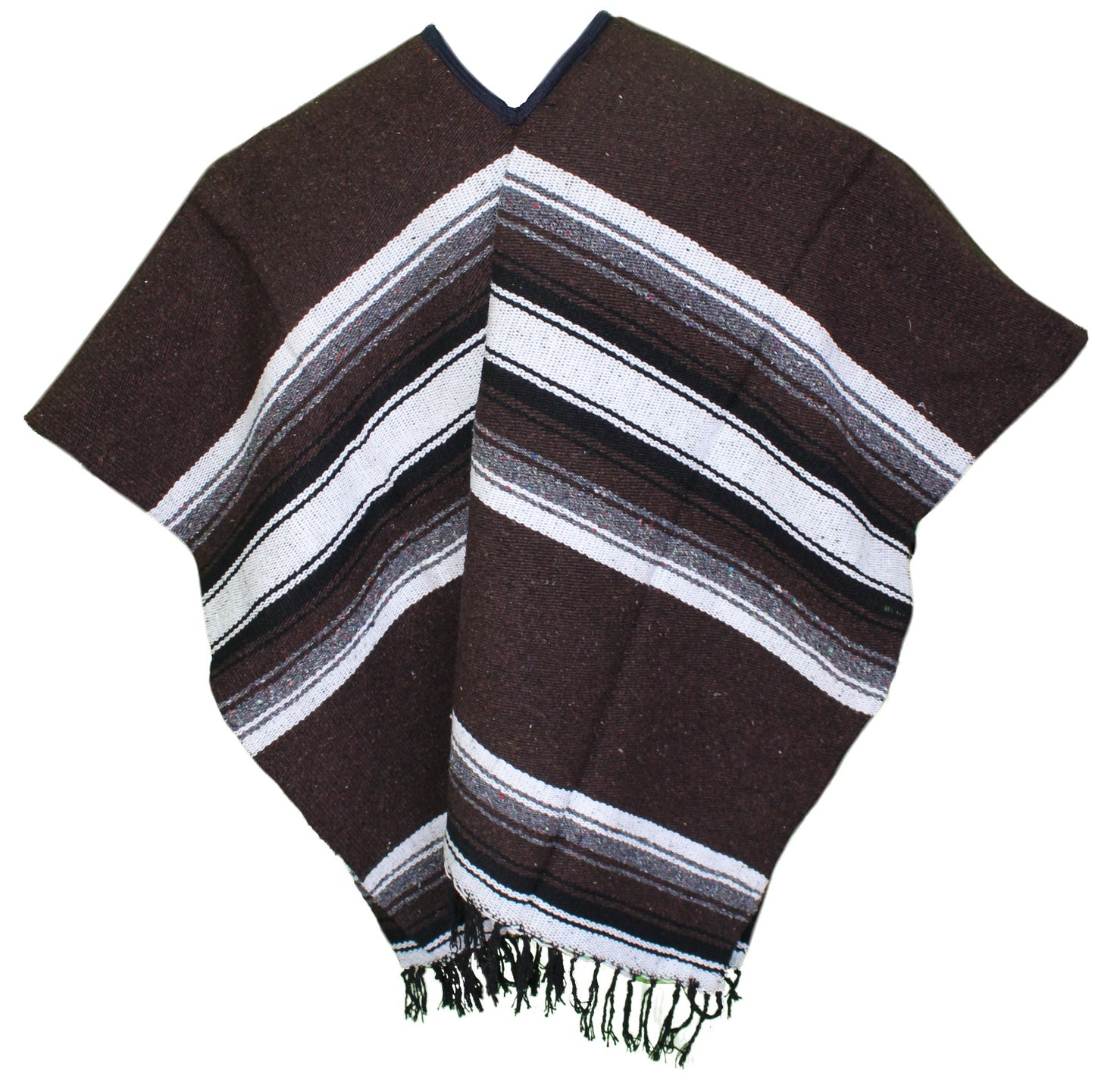 Wide Western Mexican Poncho - Dark Brown