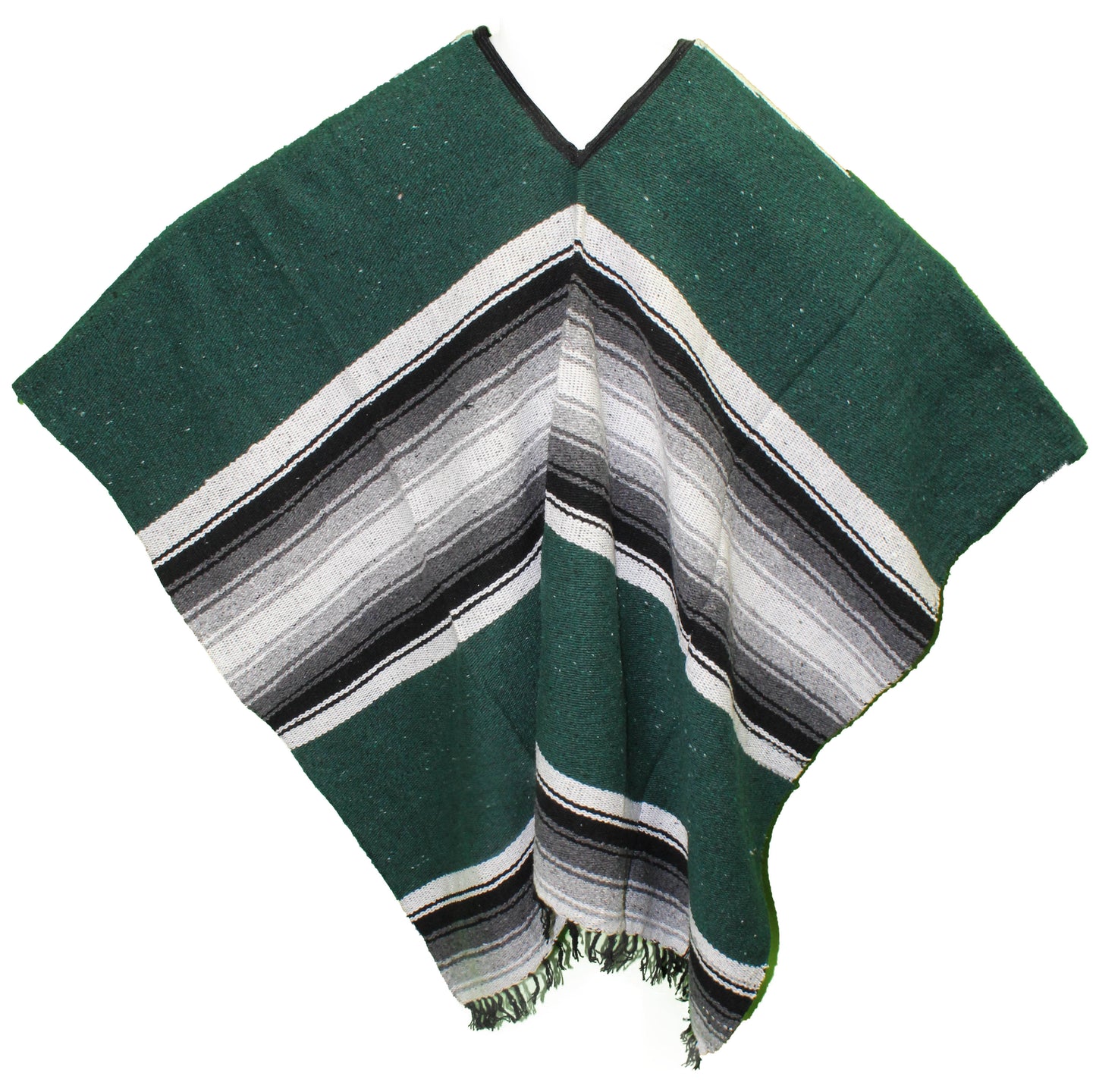Wide Western Mexican Poncho - Kelly Green