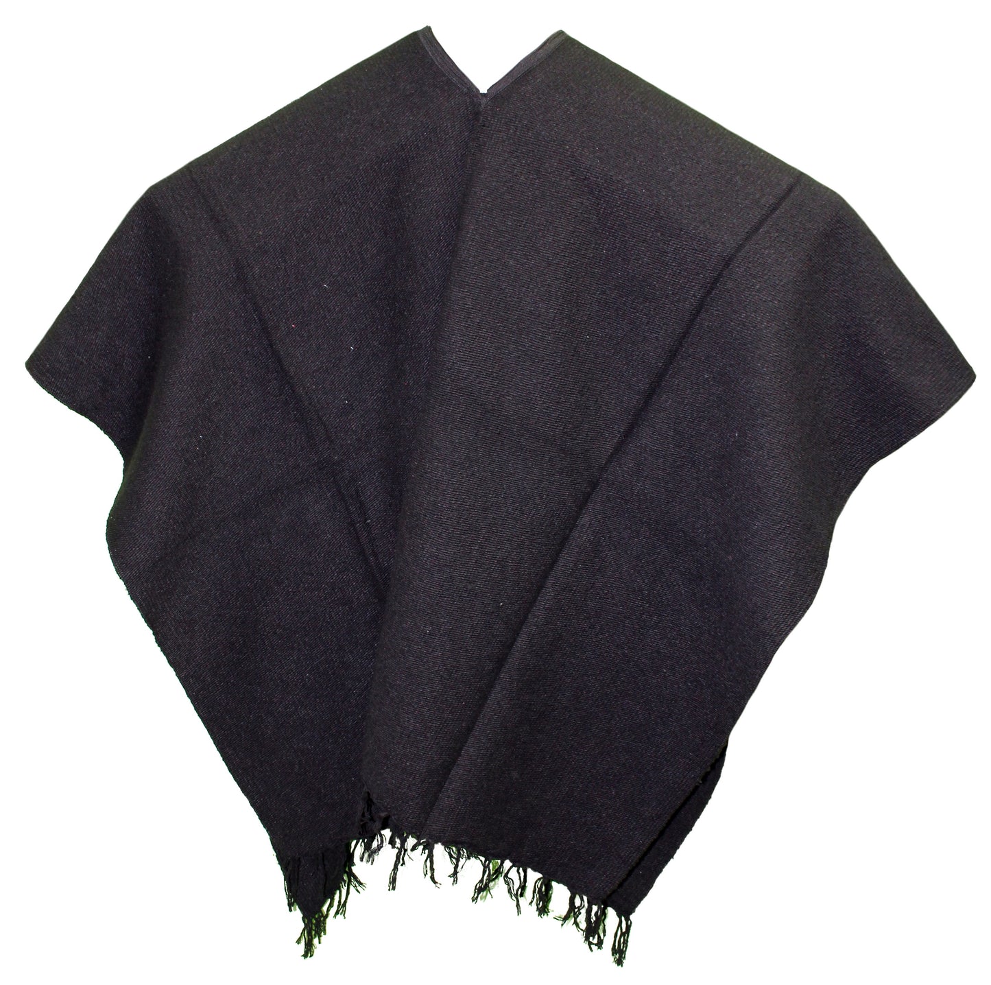 Wide Western Mexican Poncho - Solid Black