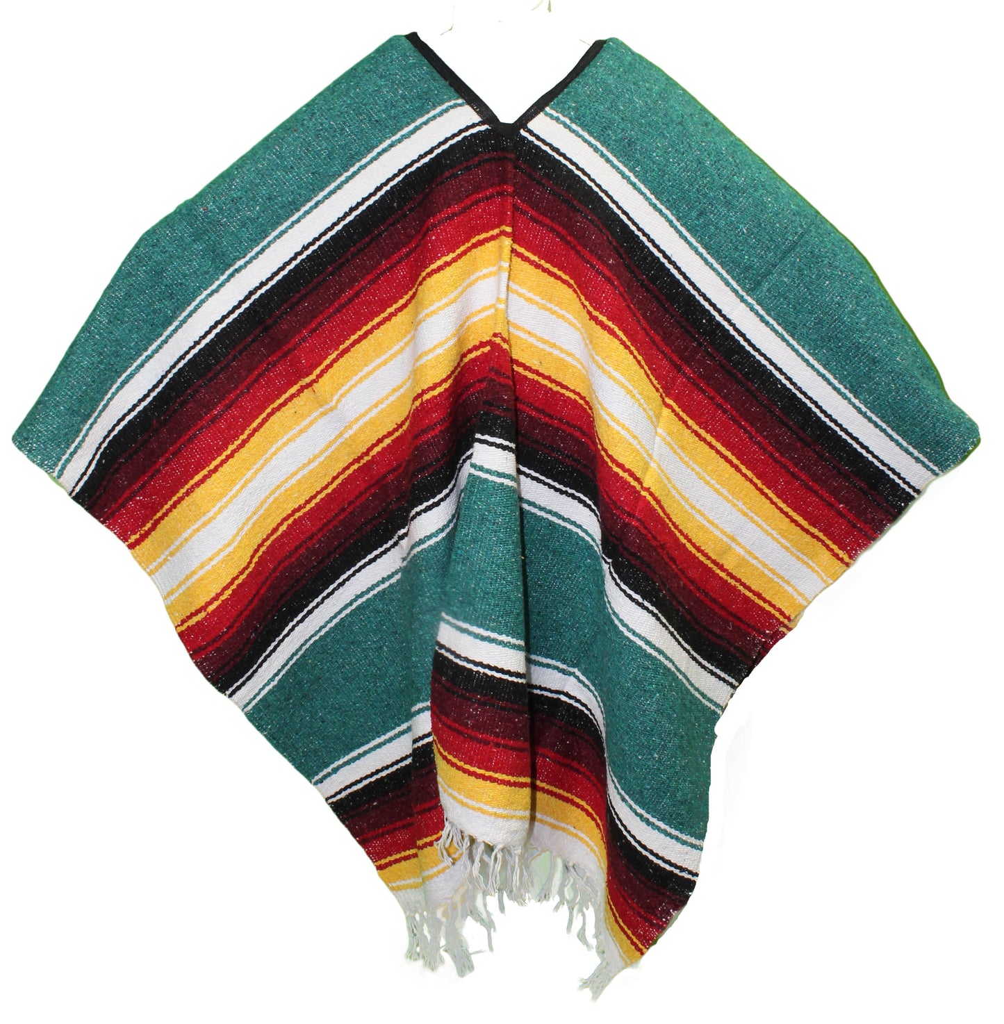 Wide Western Mexican Poncho - Teal