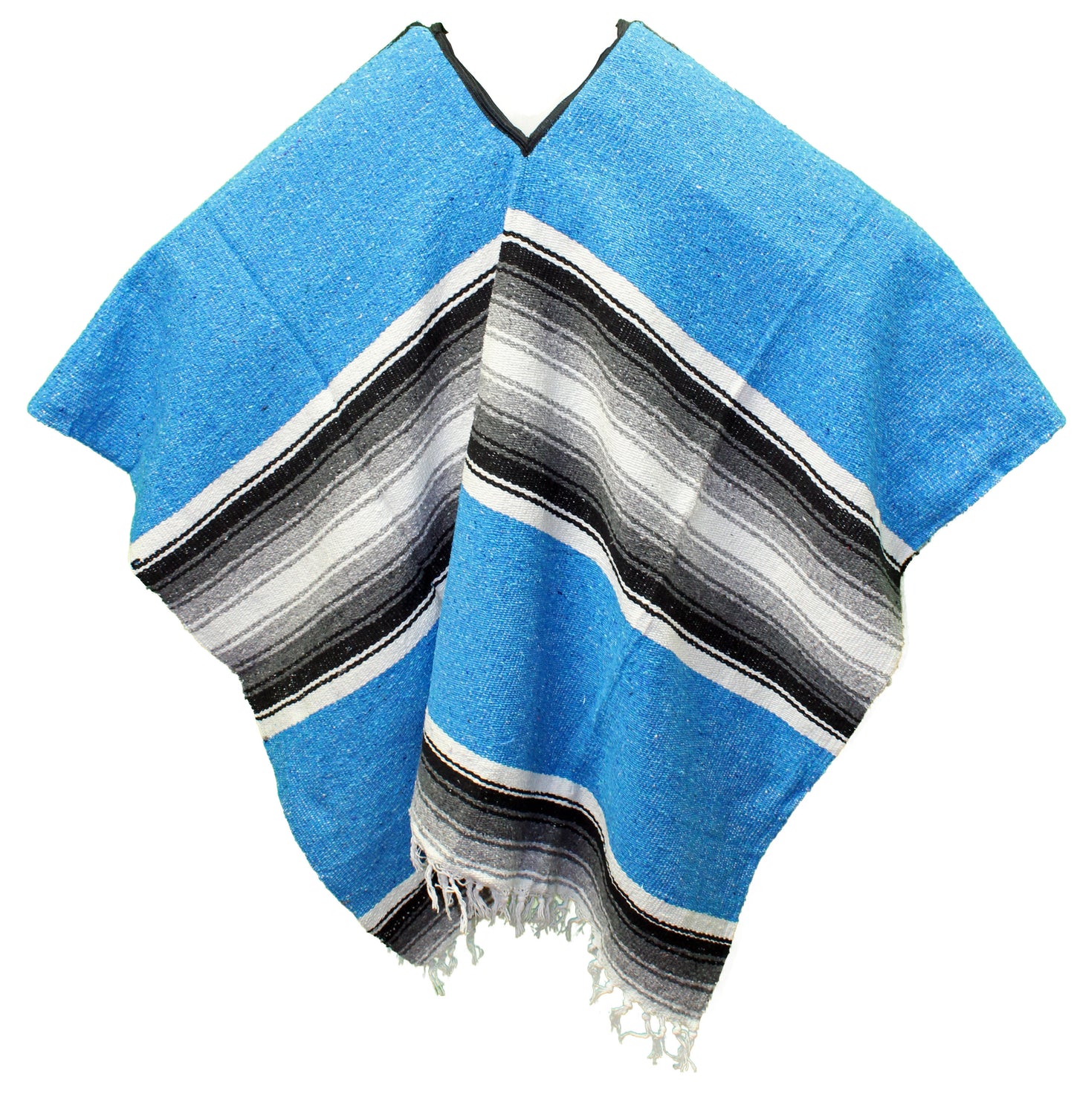 Wide Western Mexican Poncho - Turquoise