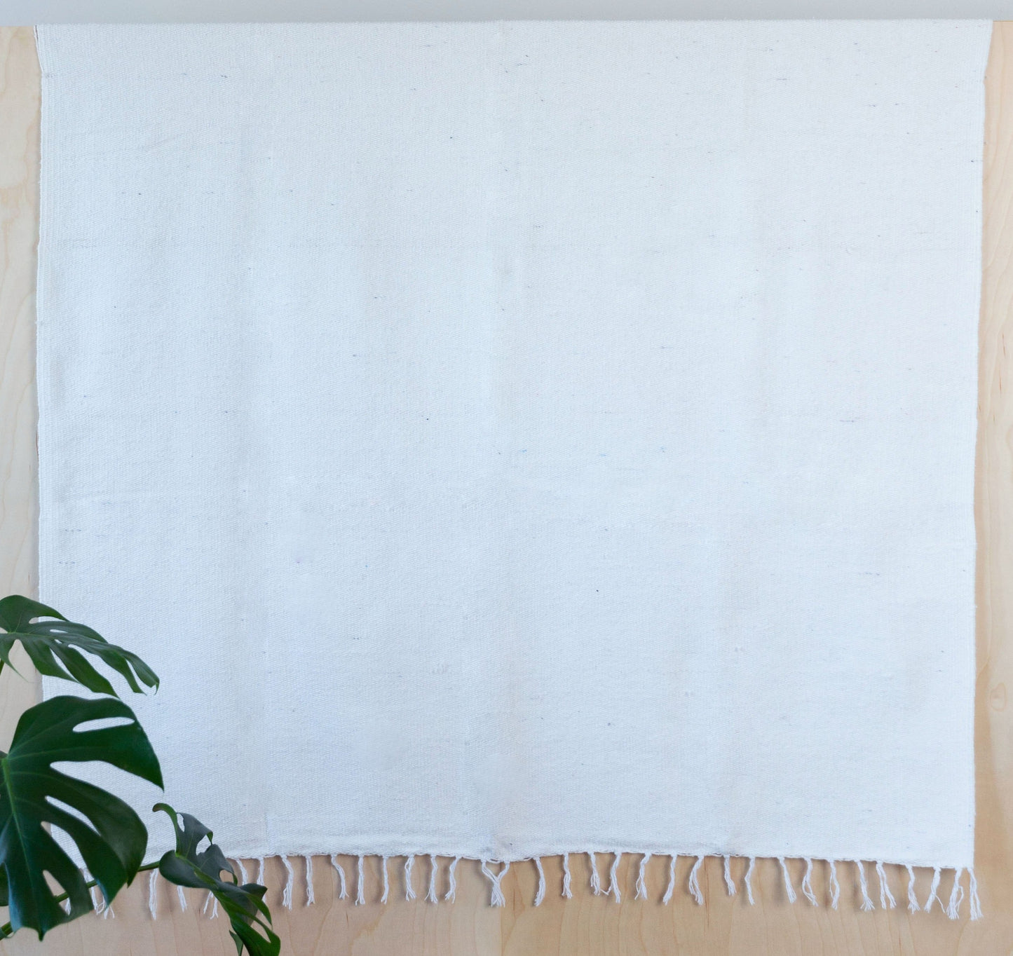 Solid Woven Color Mexican Blankets - White