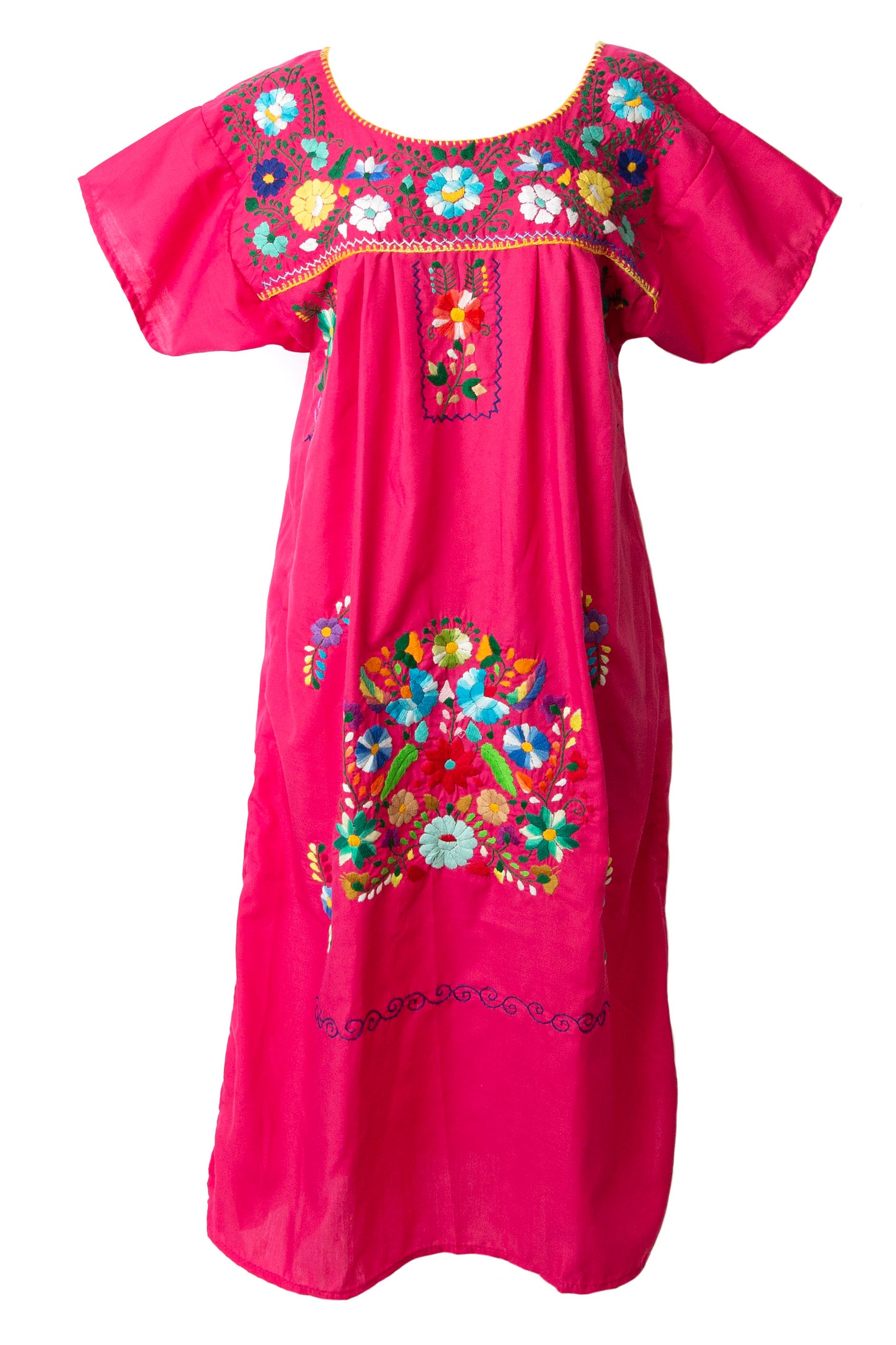 Mexican Embroidered Pueblo Dress - Pink