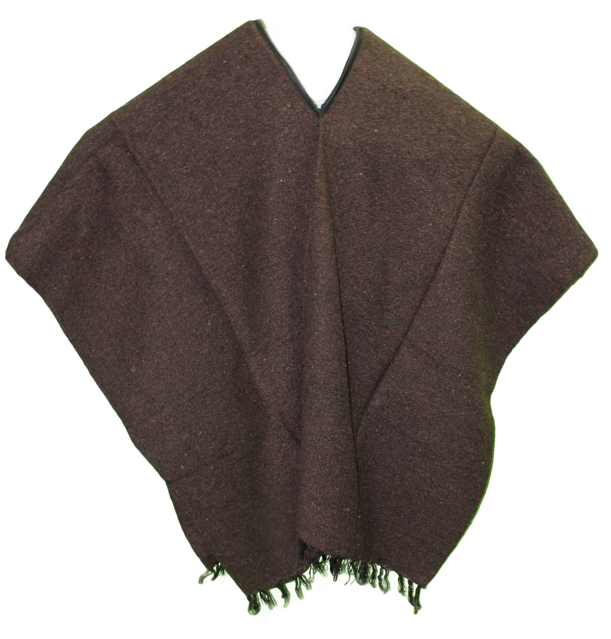Wide Western Mexican Poncho - Solid Brown