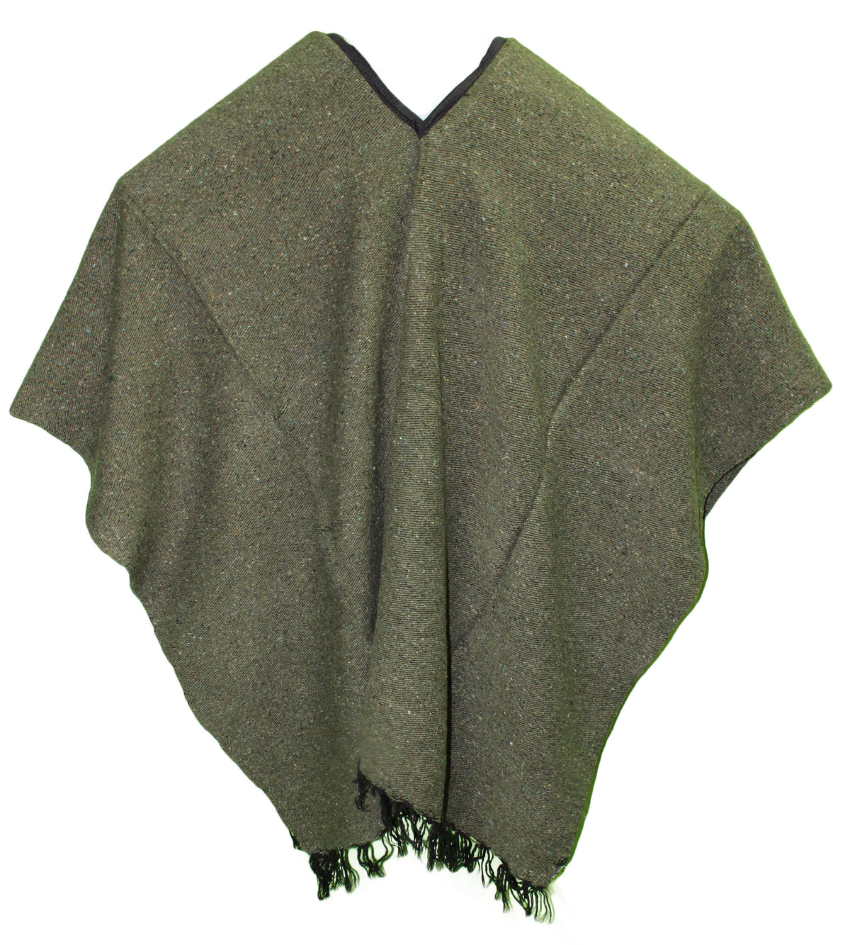 Wide Western Mexican Poncho - Solid Dark Green