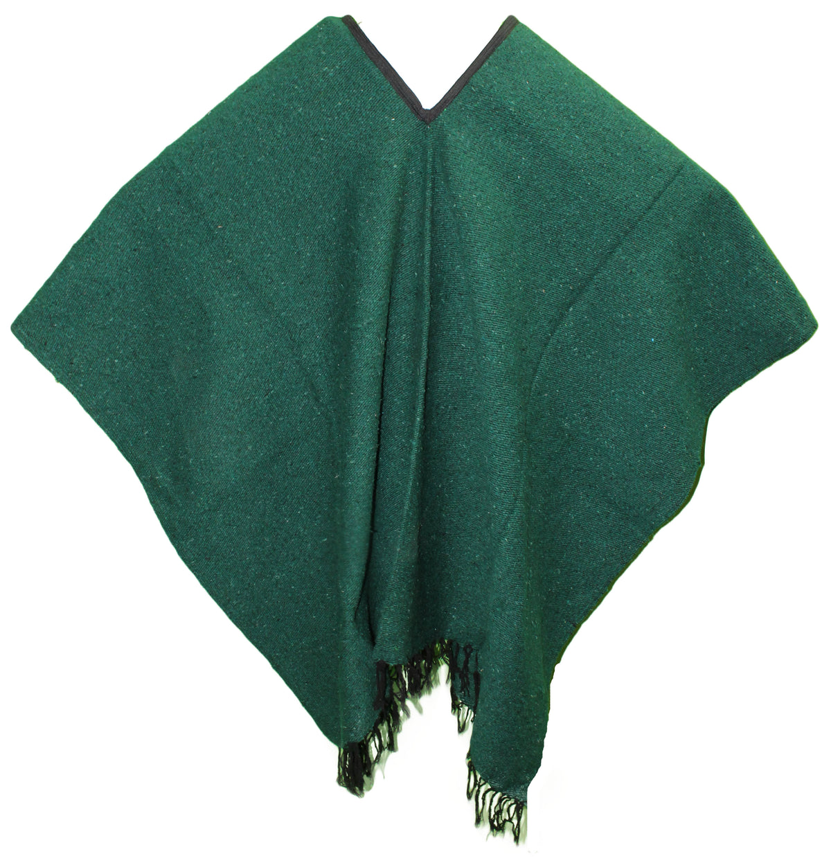 Wide Western Mexican Poncho - Solid Kelly Green