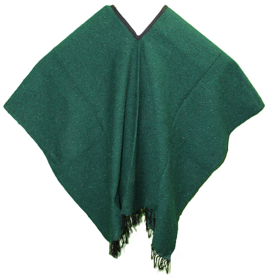 Wide Western Mexican Poncho - Solid Kelly Green