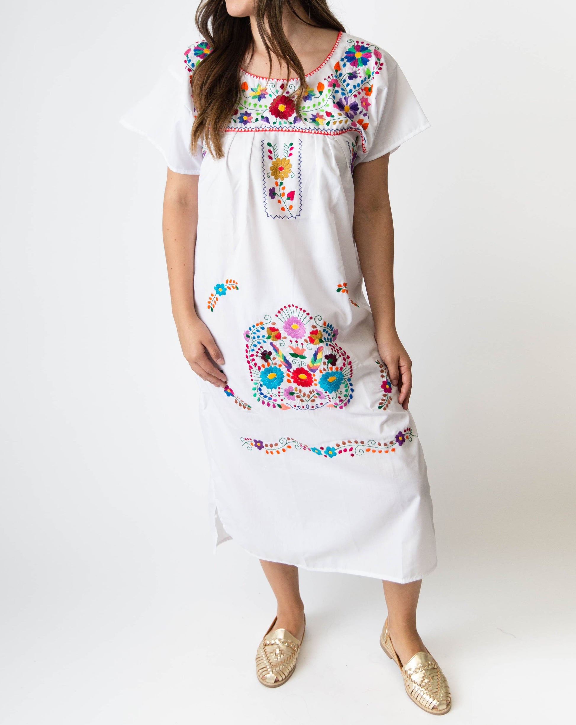 Women's Mexican fiesta dress with authentic hand-stitched embroidery